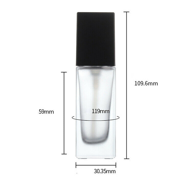 30Ml Lotion Liquid Refillable Bottle Foundation Square Frosted Glass Pump.l8