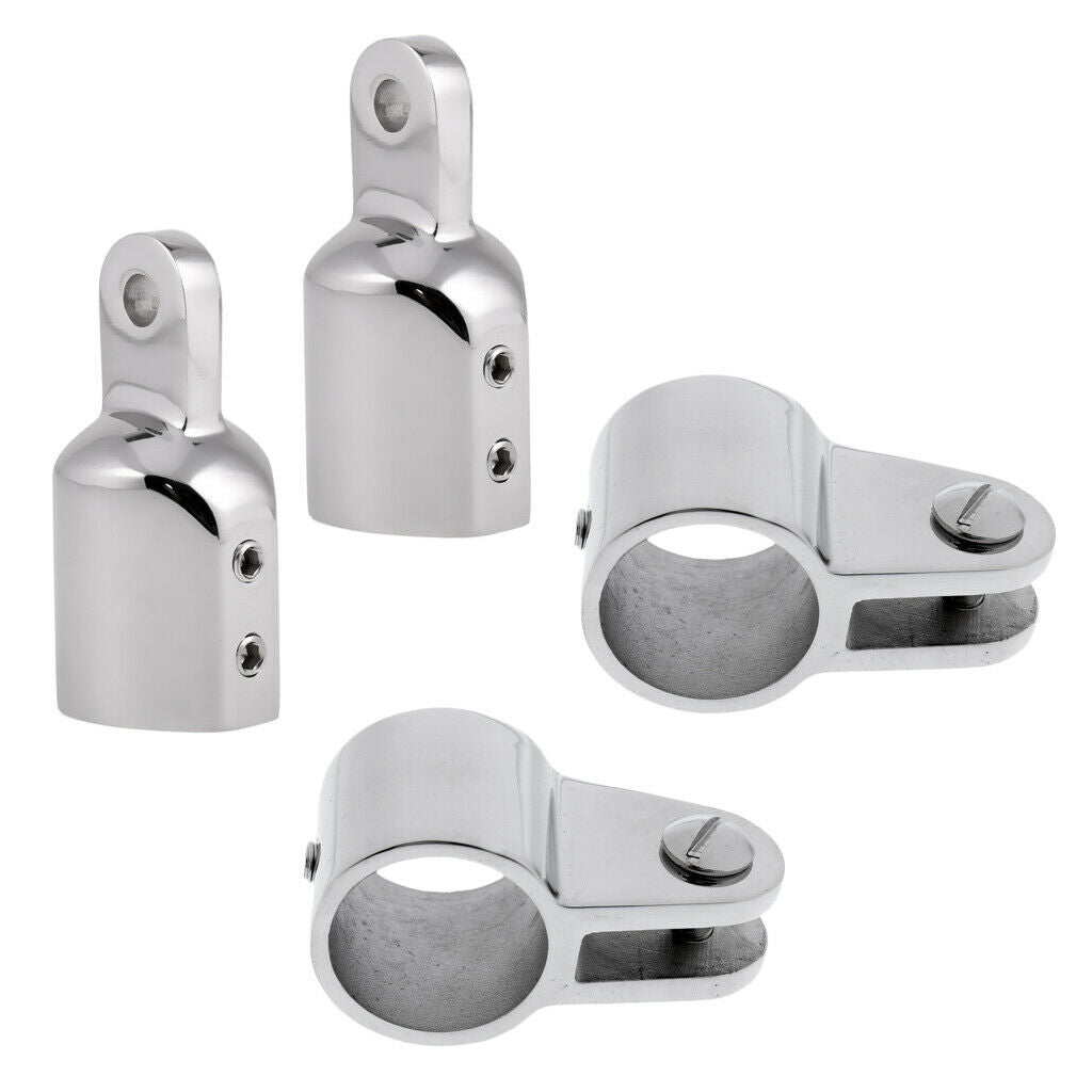 2 Pieces 22mm Boat Bimini Top Pipe Eye End   + 2 Pieces Clamp Jaw Slide