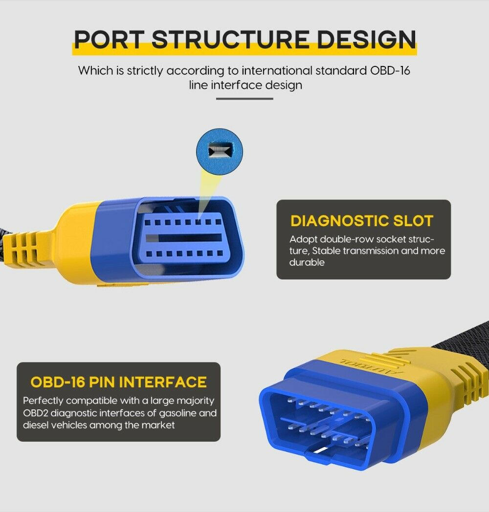 20CM OBD2 Extension Cable 16Pin Male To Female Diagnostic Connector Car Adapter