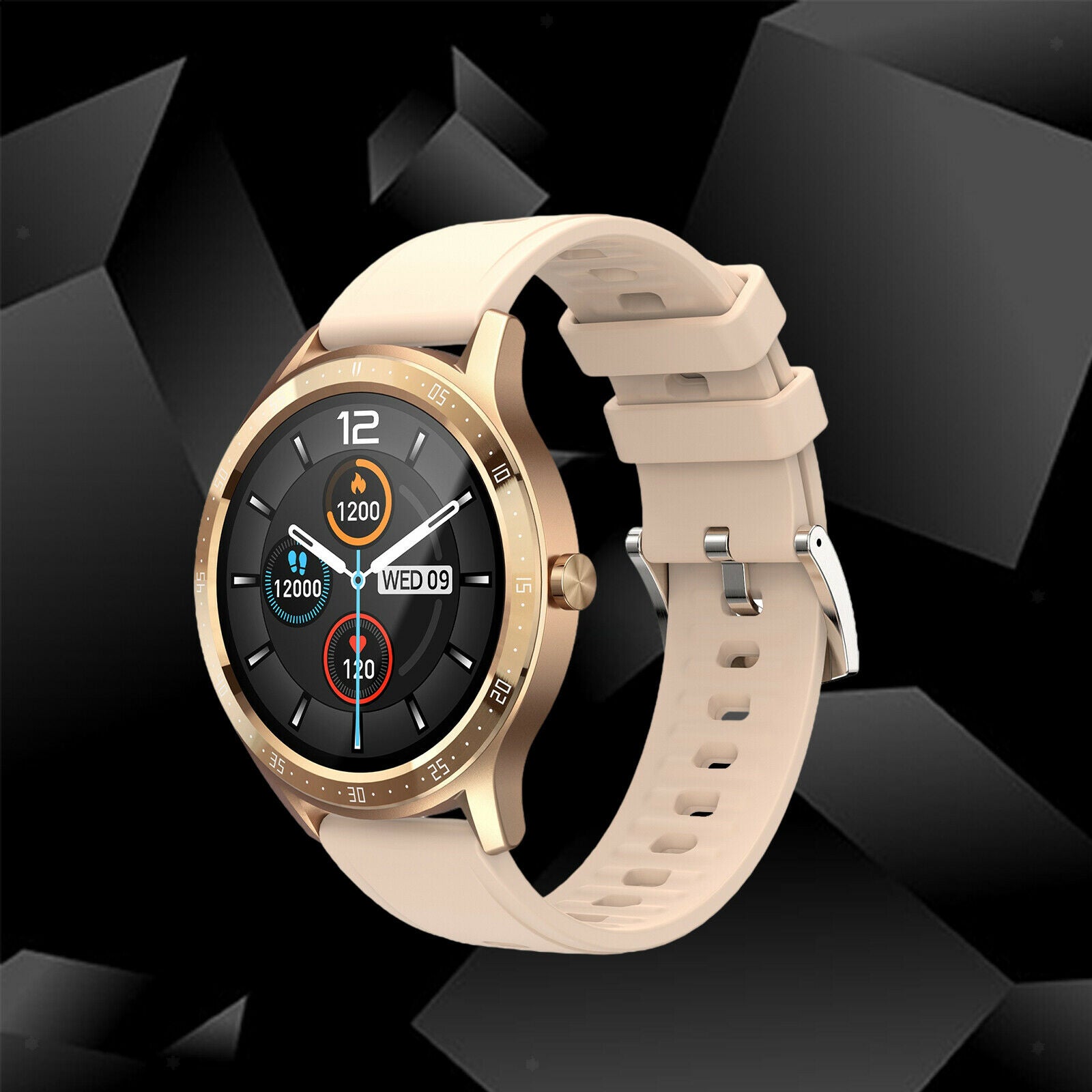 Sports Smart Watch 1.28'' IP67 Waterproof Bluetooth Call Pedometer Golden