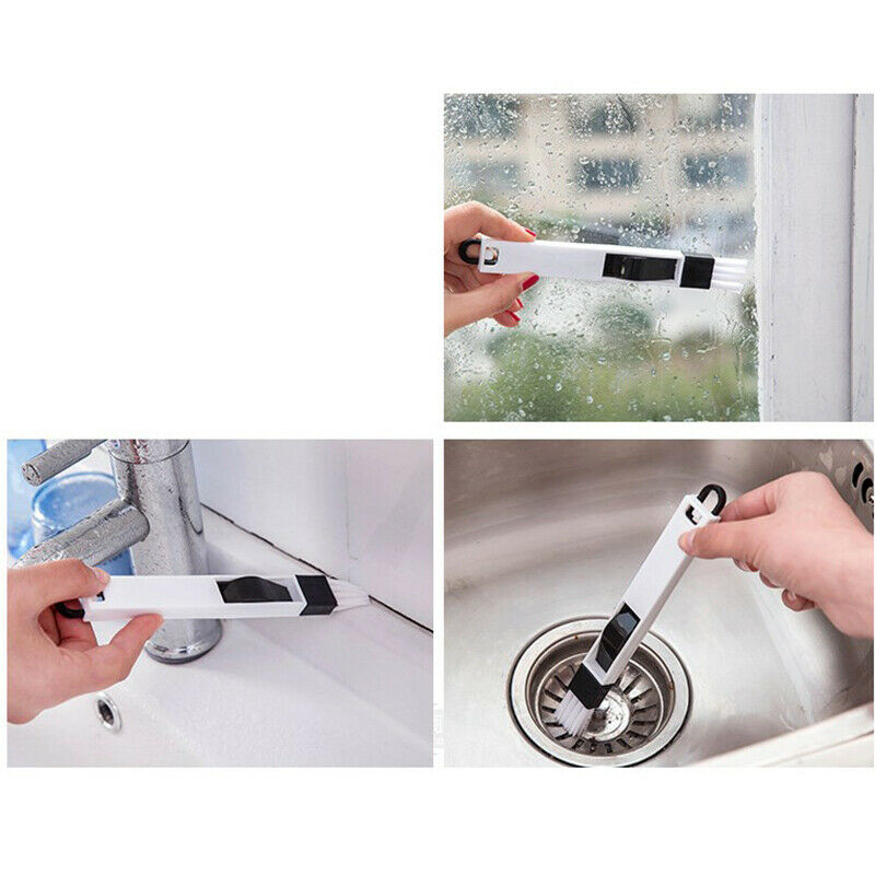2IN1 Window Door Tracks Groove Clean Brush Dustpan Crevice Keyboard Bru.l8