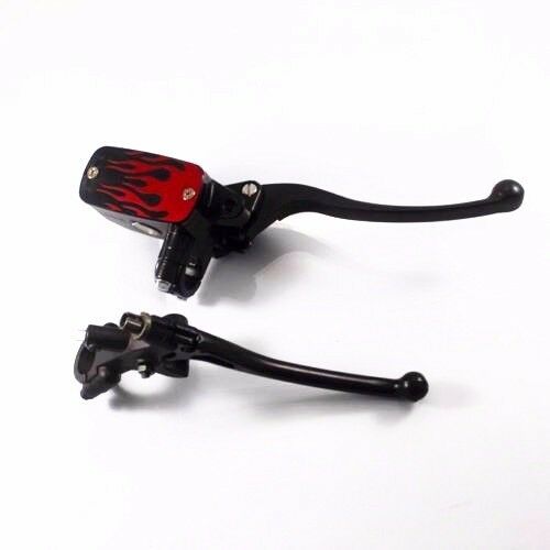 Black Motorbike 7/8" Handlebar Flame Brake Clutch Lever Cafe Racer Old School