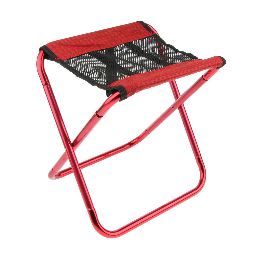 Portable Folding Stool Chair for Outdoor Camping Fishing Beach red