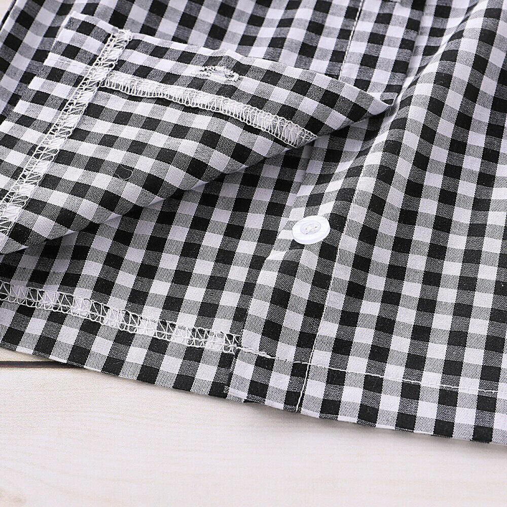 newBaby Girls Suit Plaid Shirt + Suspender Skirt + Headband Summer Clothing Set