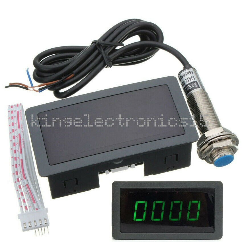 1PCS Green LED Tachometer Tach RPM Speed Meter With Hall Proximity Switch Sensor