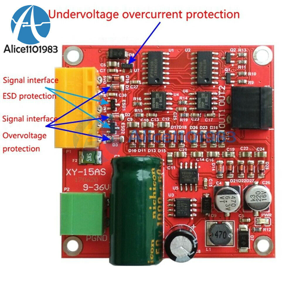12V/24V/36V 15A DC High Power Motor Drive Board Plate PWM Regulator Module