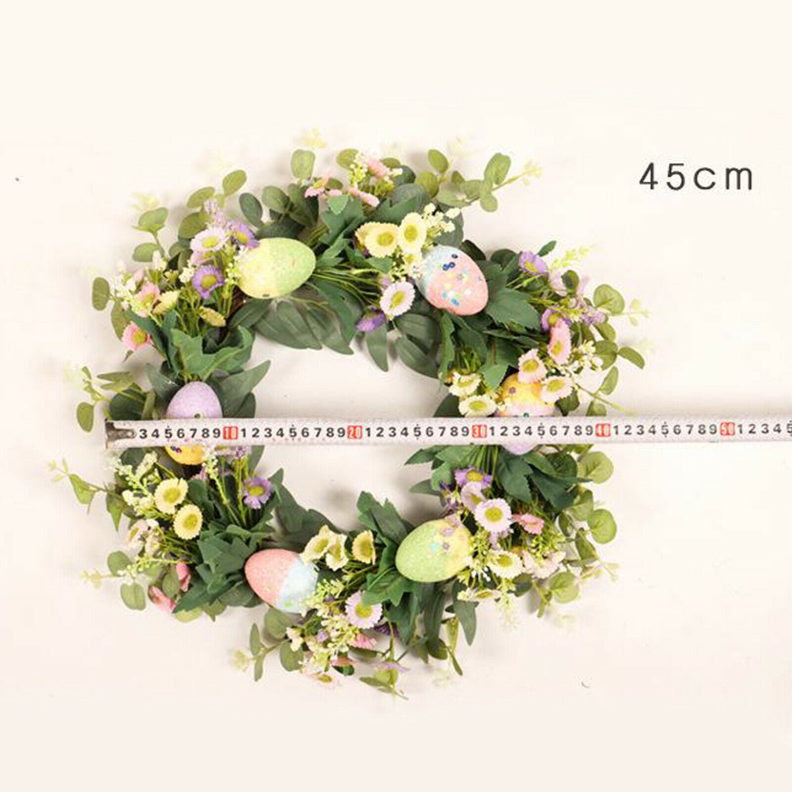Easter Wreath 18'' Spring Front Door Garland Party Home Decor Pastel Eggs