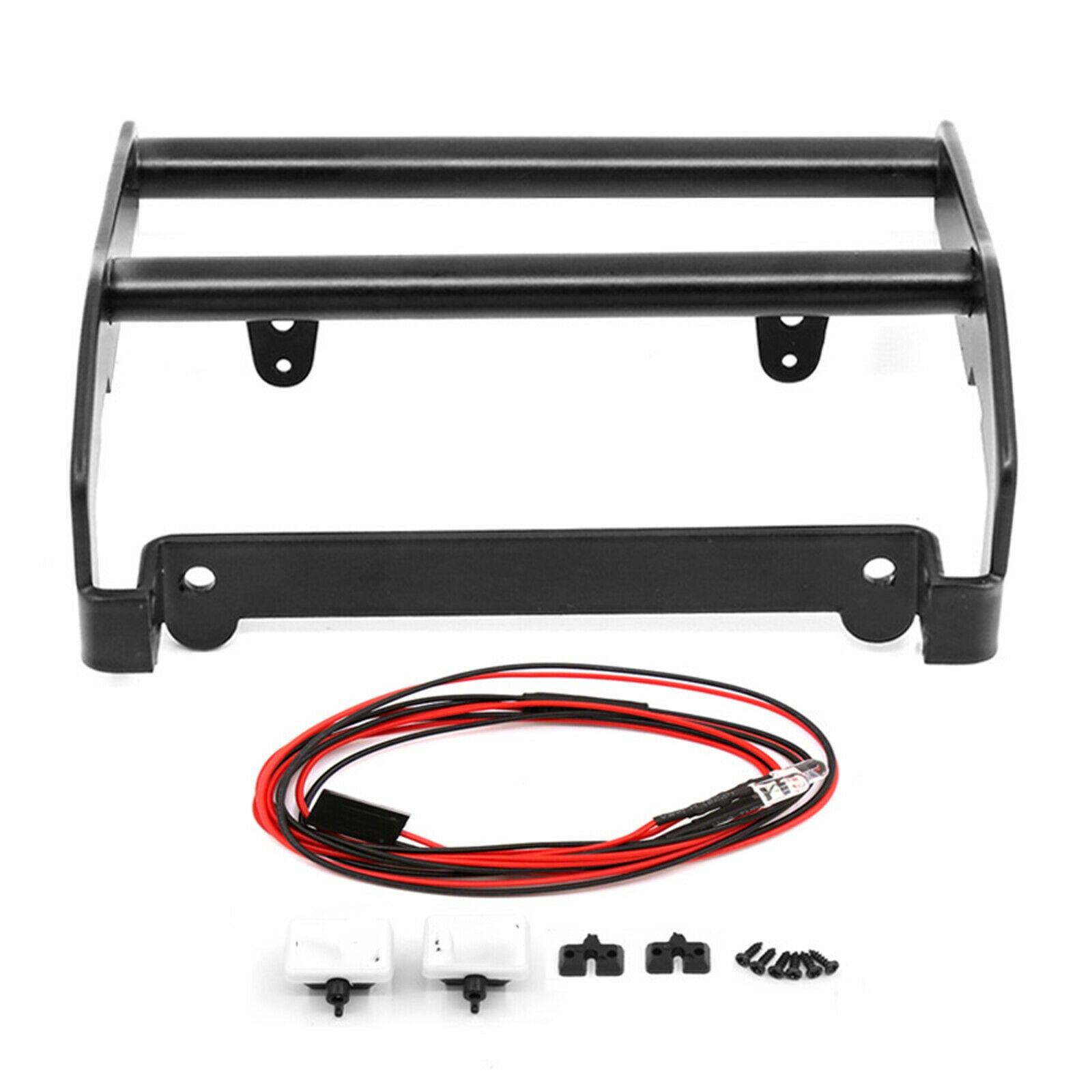 Metal Front Bumper With Spotlight IPF Word Lamp W23 Parts for t4 Ford RC Car