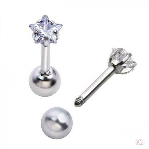 Pair Stainlss Propeller Earring  Zircon Steel Bar 1.2mm Bolt Unisex