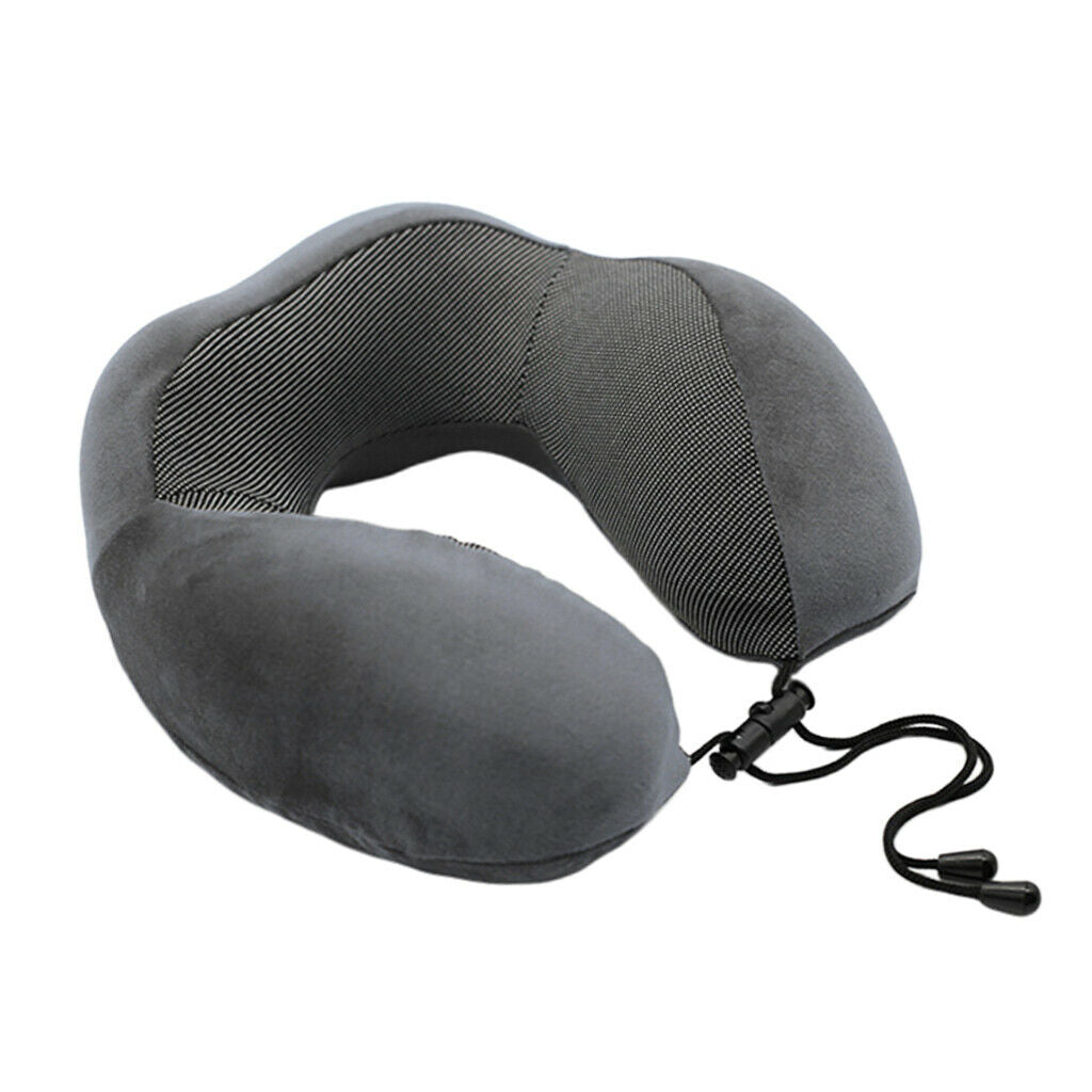 U-Shaped Travel Neck Pillow Adjustable Soft Airplane Car Pillow Dark Grey