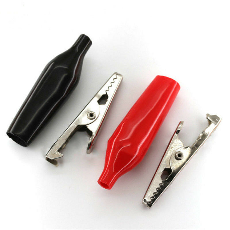 20Pcs Black Red Soft Plastic Coated Testing Probe Alligator Clip Power Clip SJ