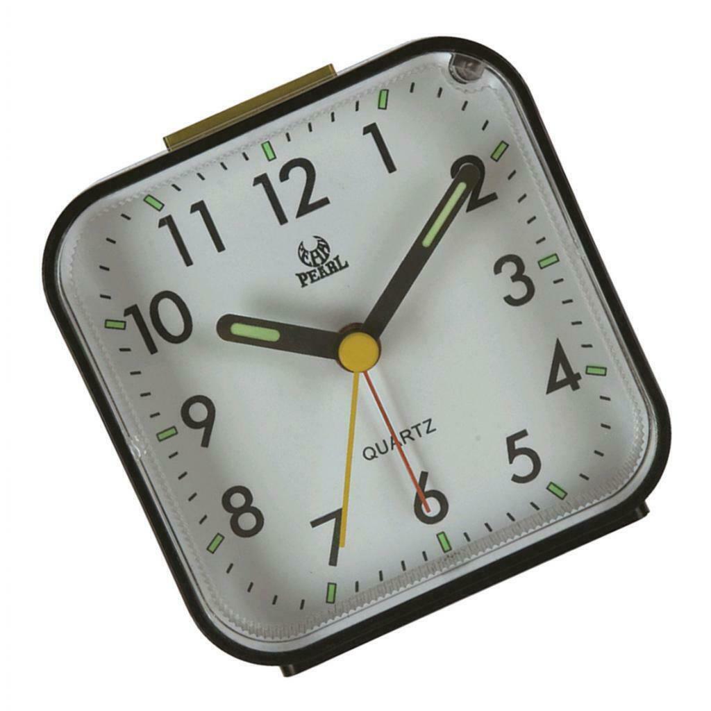 2Pcs Travel Alarm Clock Non-ticking Bedside Quartz Clock w/Night Light