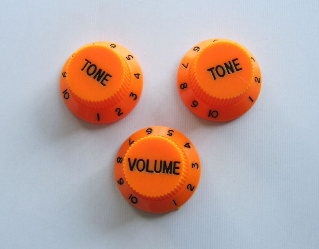 Orange w/ Black ST Strat Guitar Knobs Volume Tone Knob fits Stratocaster
