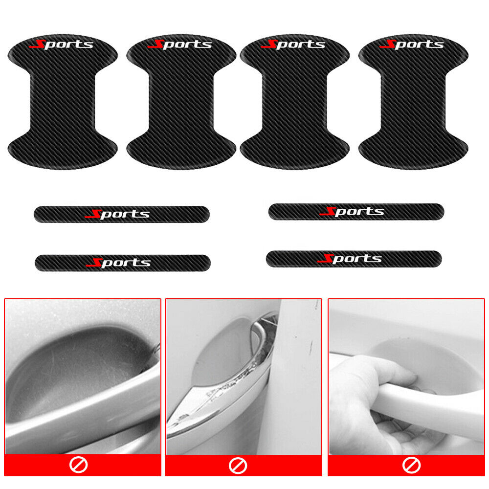 8x Car Accessories Carbon Fiber Auto Door Handle Bowl Stickers Protector Film