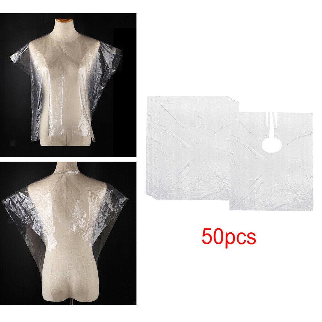 50x Disposable Hair Cutting Capes Salon Gowns Stylist Barber Gown Apron