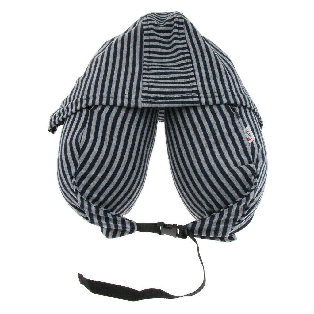 Portable Striped U Shape Memory Foam Pillow with   Hood Pillow Neck Pillow