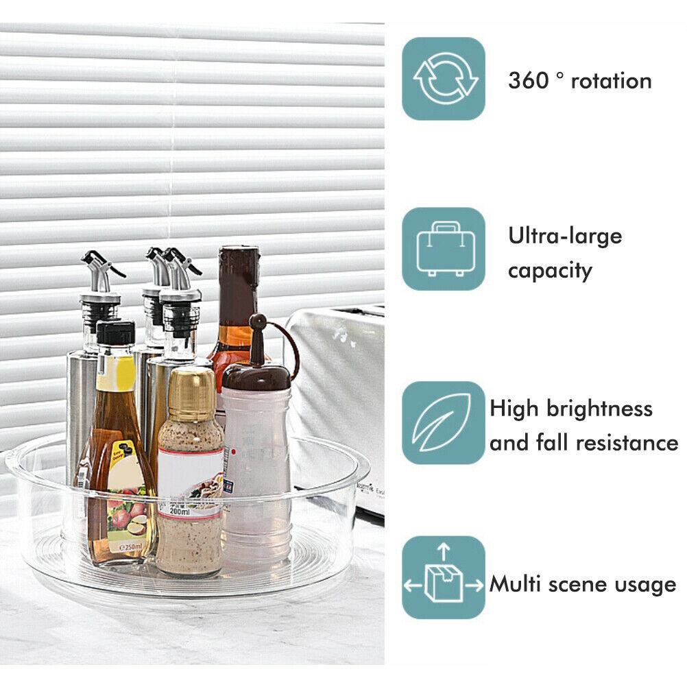 Rotating Storage Tray Kitchen Cabinet table Condiment Holder Cosmetic Organizer