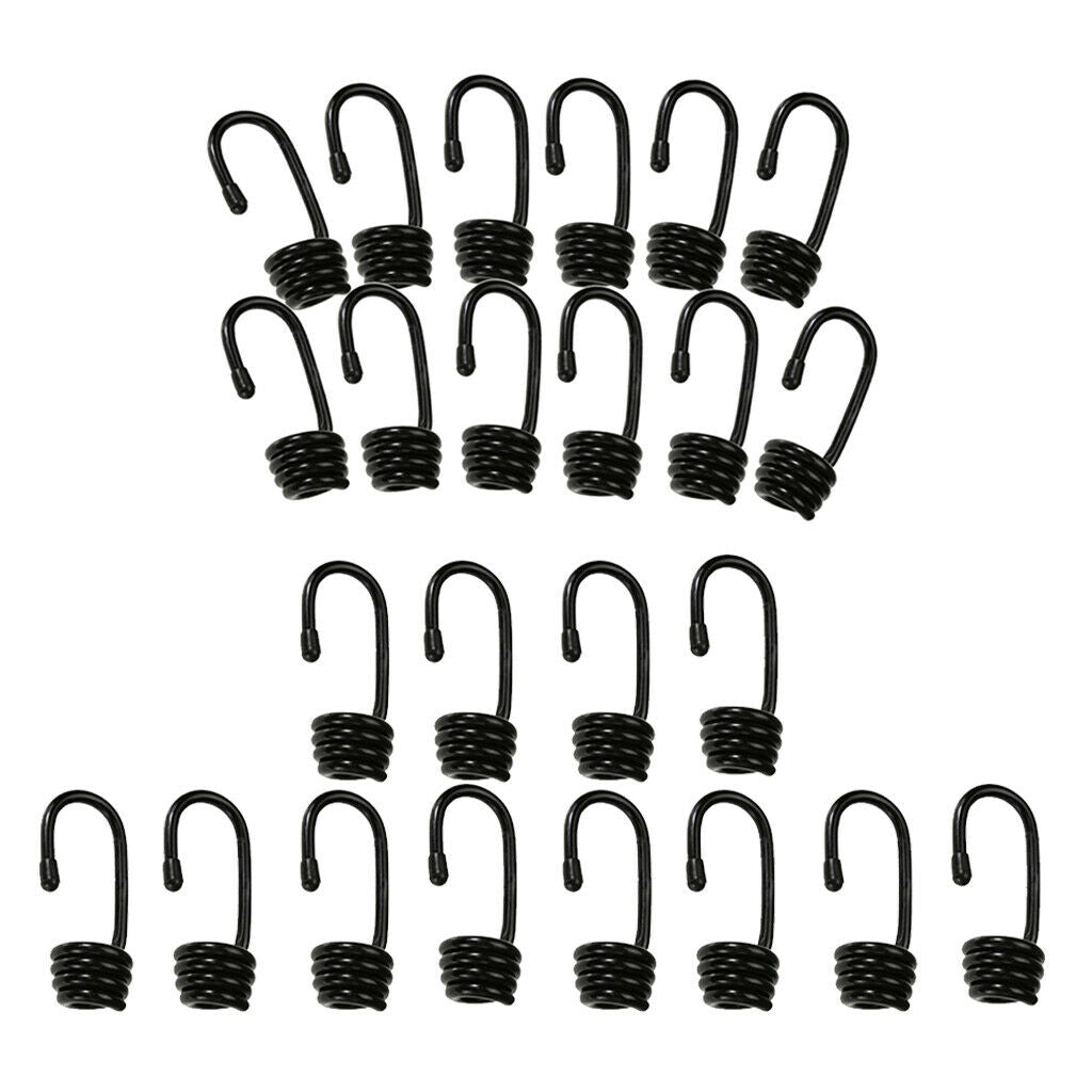 24x Bungee Shock Cord End Spring Hooks 6mm Luggage Strap Clips For Canoe
