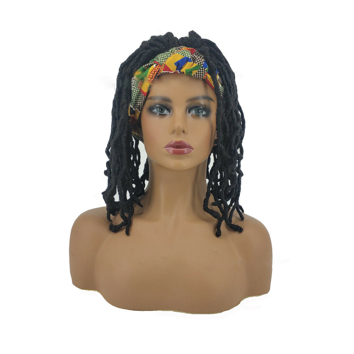 30cm African Faux Locs Wrap Wigs for Black Women Twist Curly Locs Headband Wigs