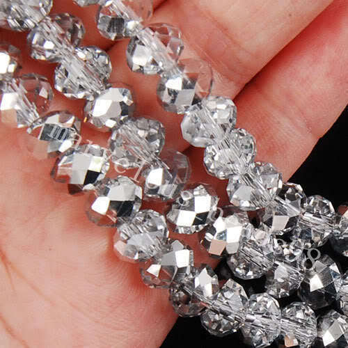 98pcs silvery Crystal Loose Beads 4x6mm +AB