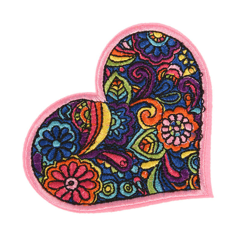 Colorful Flower Heart EmbroideredSewOn Iron On Patch Badge Bag Fabric Appl.l8