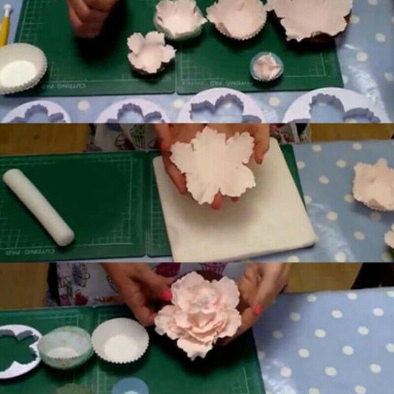 4PCS Peony Flower Mould Plastic Paste Cutter Sets Fondant Gumpaste Mold T.l8
