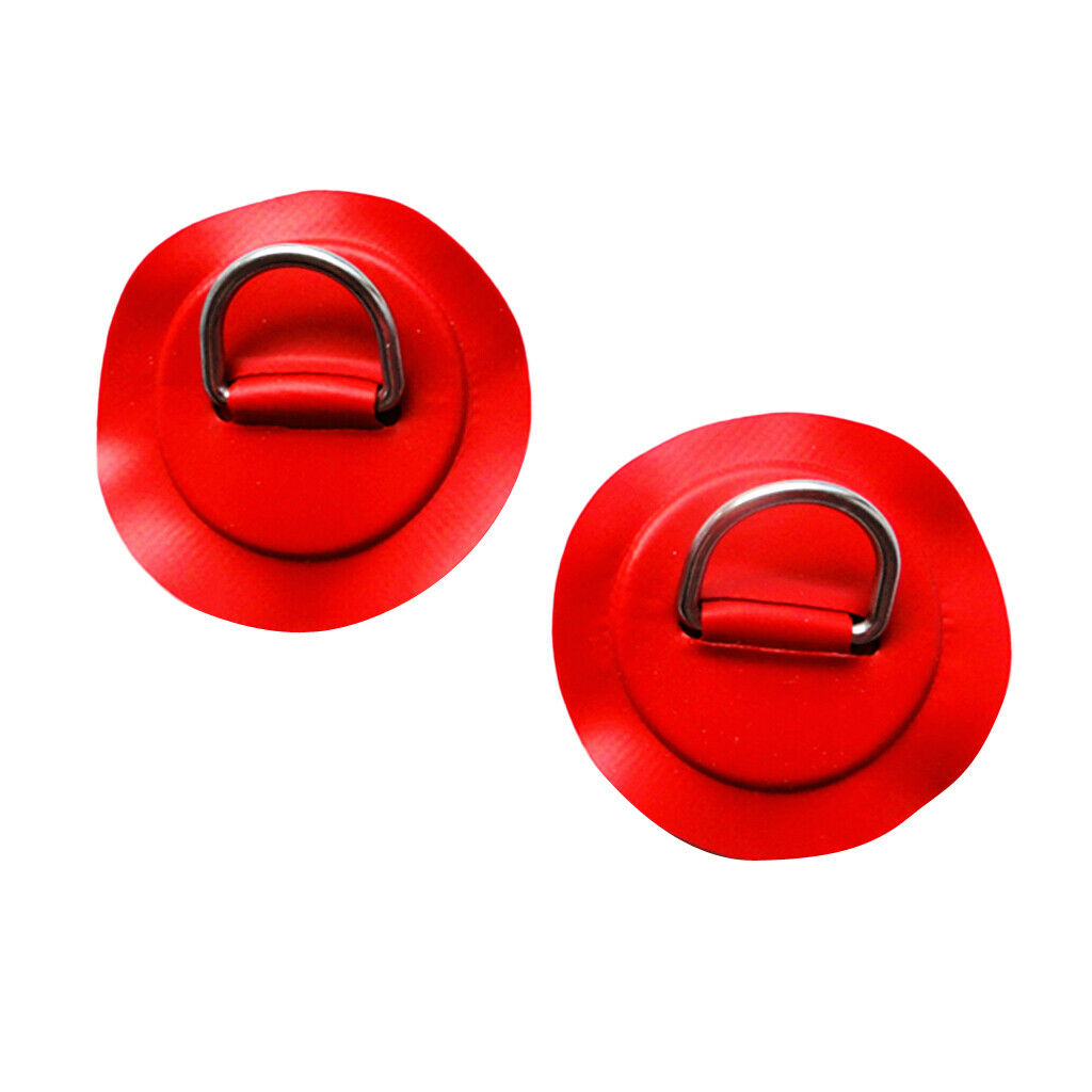 2 Pieces Red Durable 316 Stainless Steel D-Ring Pad / Patch for PVC Inflatable