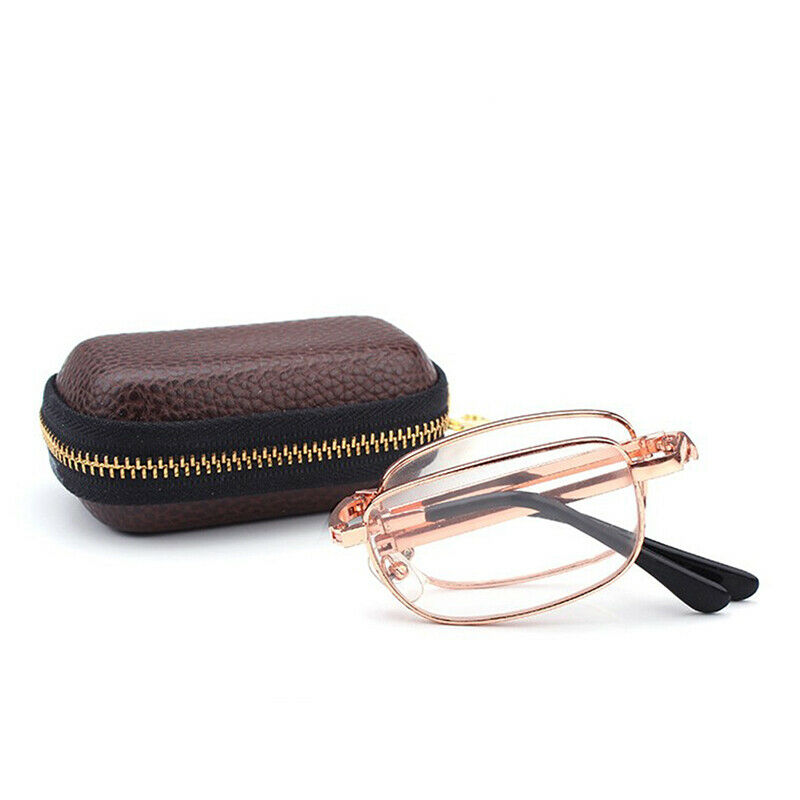 1Pcs Reading Glasses Box Folding Protective Leather Bag Presbyopic Glasse.l8