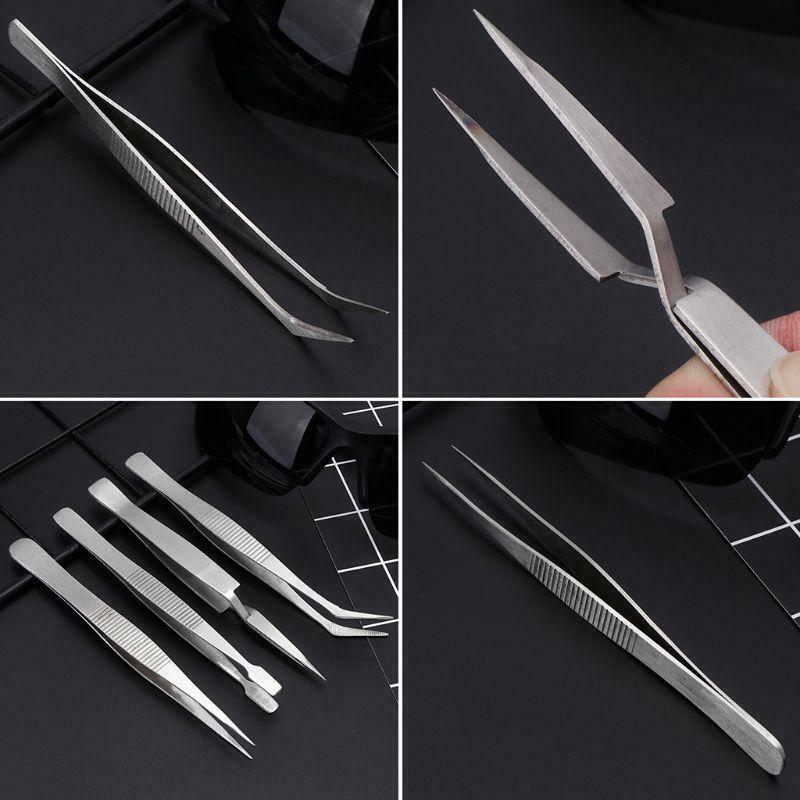 4 Pcs/set Precision Stainless Steel Tweezers Set For Beauty Nail Art Handmade