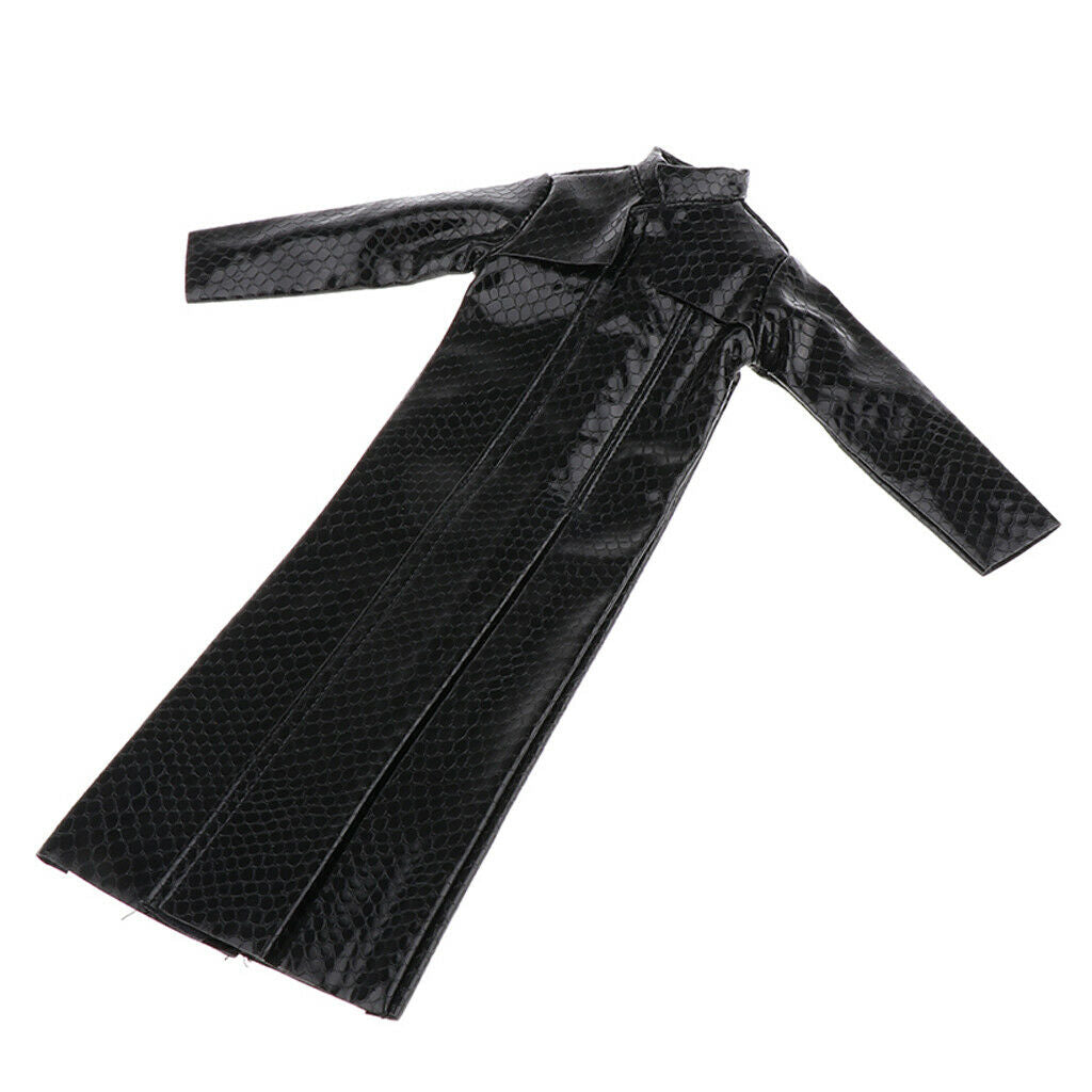 1/6 Scale Faux Leather Trench Coat, Compatible with Universal Brand 12 inch Male
