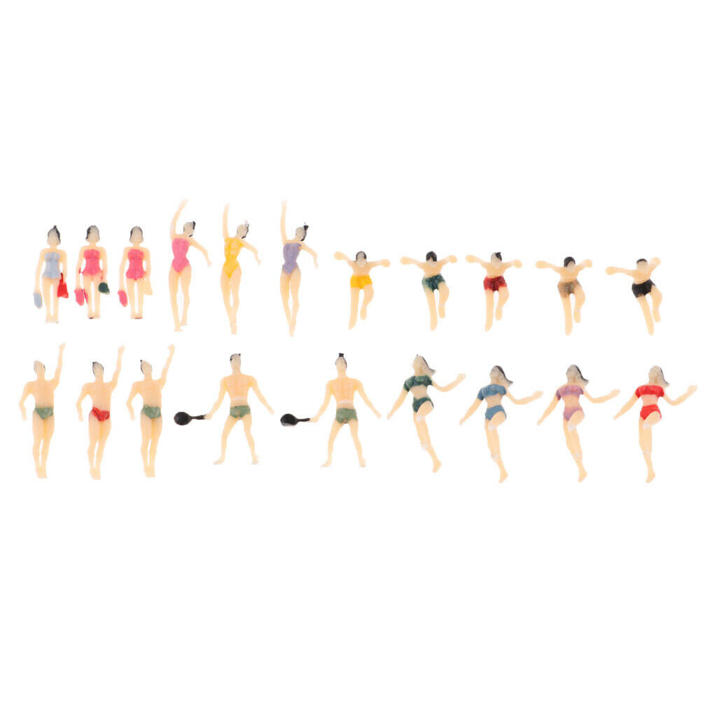 40x Plastic HO 1:100 Peoples Swimmer Set Parking Railway Scenery Decor