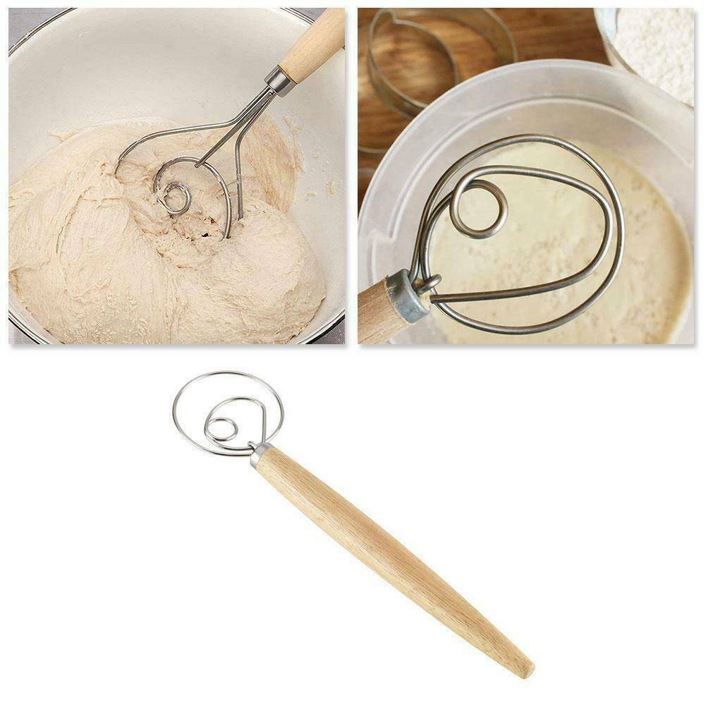 13" Stainless Steel Danish Dough Whisk Kitchen Baking Tools Cooking Utensils