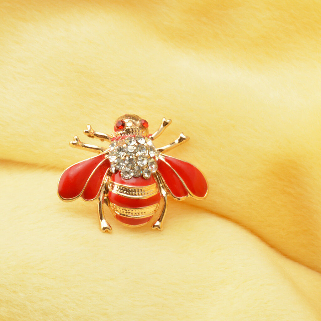2Pcs Women Men Crystal Animal Honey Bee Brooch Pin Lapel Broach Jewelry Gift