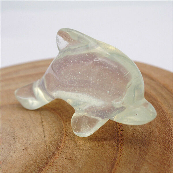 50x28x15mm White Opal Carved Dolphin Statue Reiki Healing Home Decoration HH8131