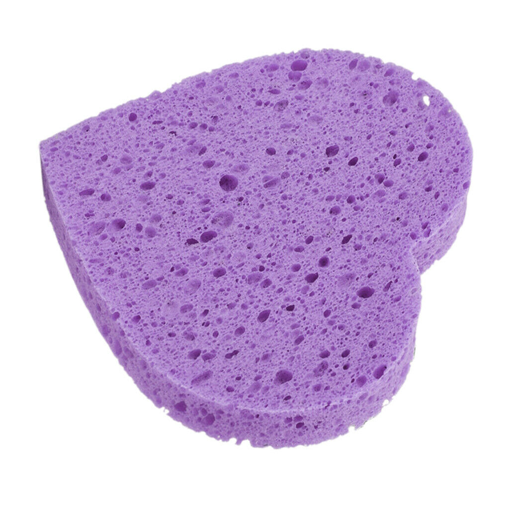 5x Heart Shaped Face Cleansing Sponge Washing Pad Makeup Removal Puff Purple