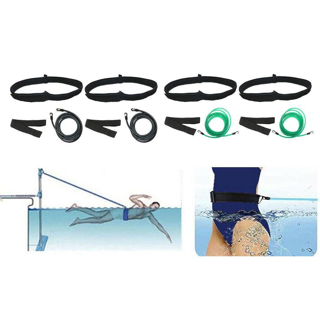 4 Set Swim Bungee Training Belt Exerciser Belt Cords Swim Training Supplies