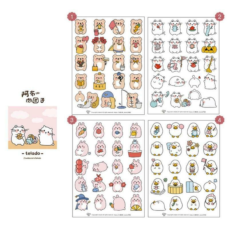 Mini Cartoon Cute Girls Paper Letter Stickers Pack of 4 Sheets Peel-Off Stickers
