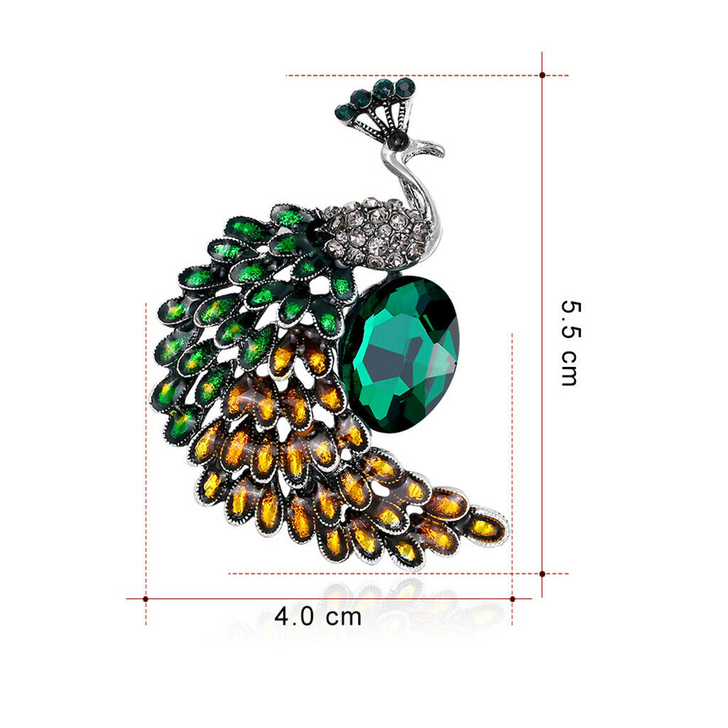 High Quality Fashion Pretty Peacock Rhinestone Crystal Animak Brooch Pin