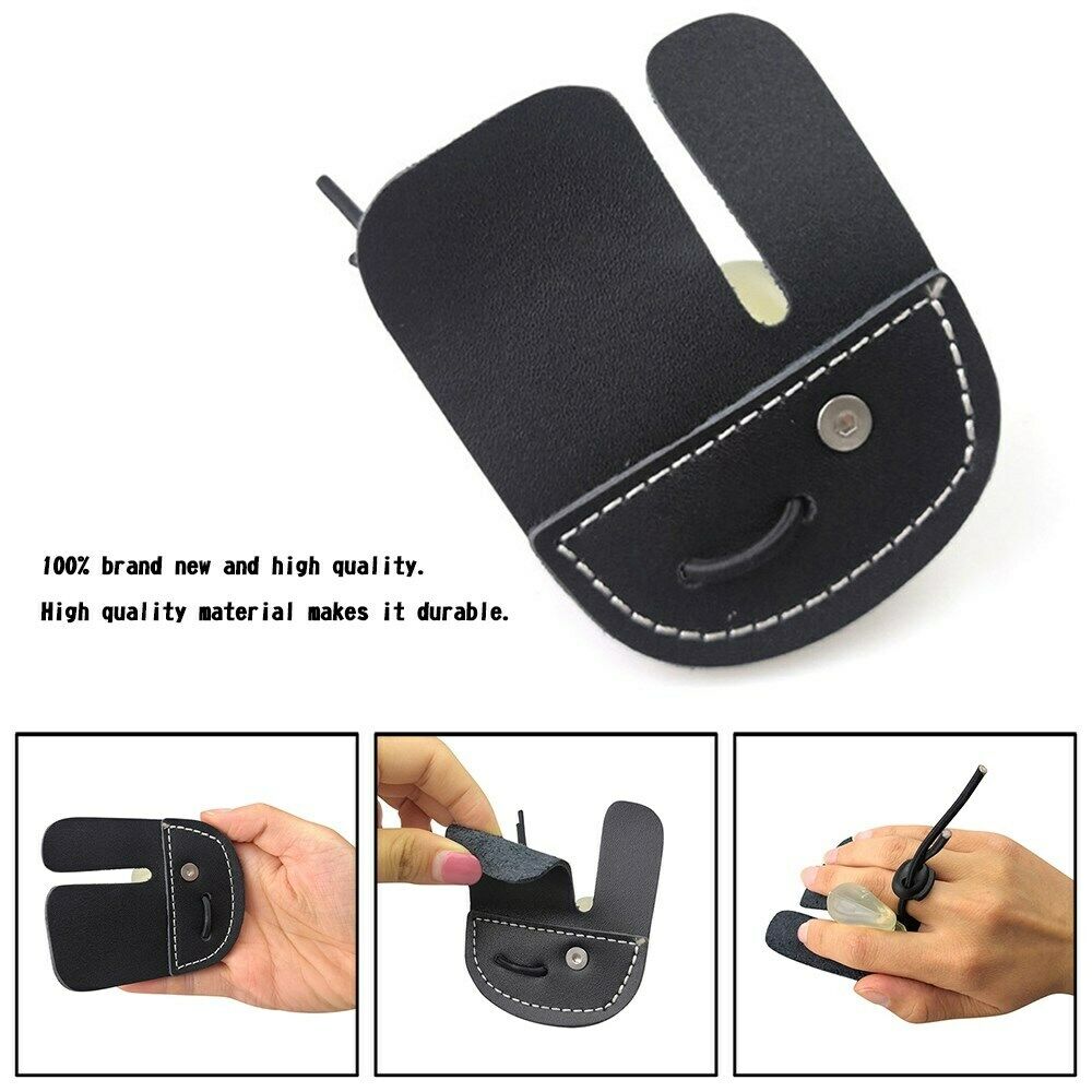 Leather Archery Finger Tab Guard Bowstring Protector Gear Bow Shooting Target CA
