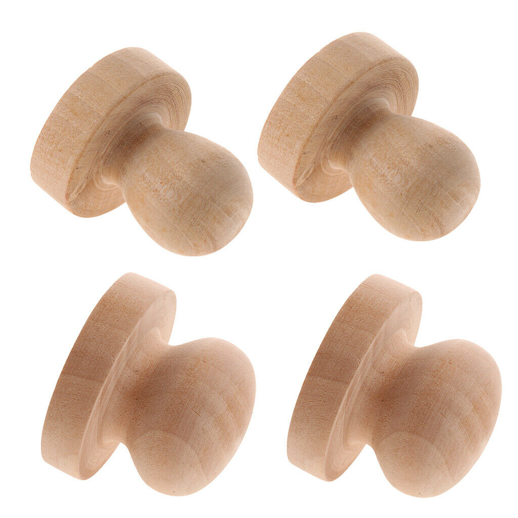 Prettyia 4x Wooden Rubber Stamp Handle for DIY Wood Craft Stamp Scrapbooking