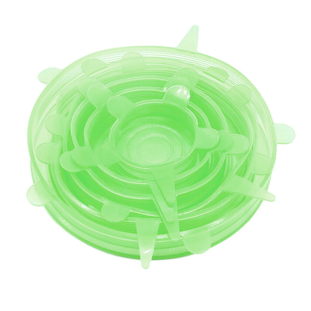 6pcs Kitchen Silicone Stretch Round Seal Lids Pot Bowl Covers Heat Resistant