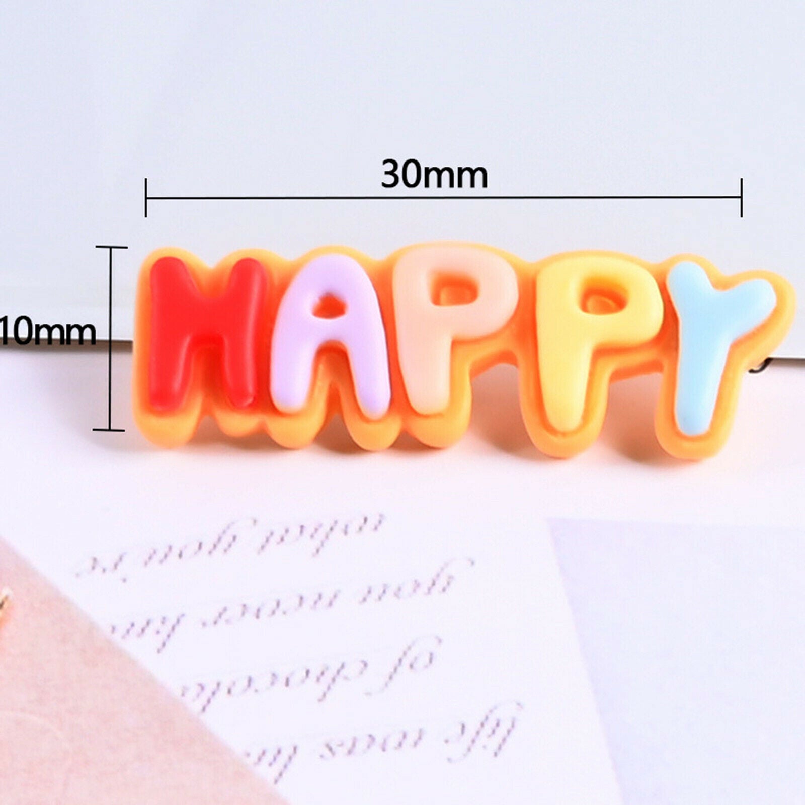 50x Happy Letter Flatback Charms Beads Embellishment Jewelry Making Decor