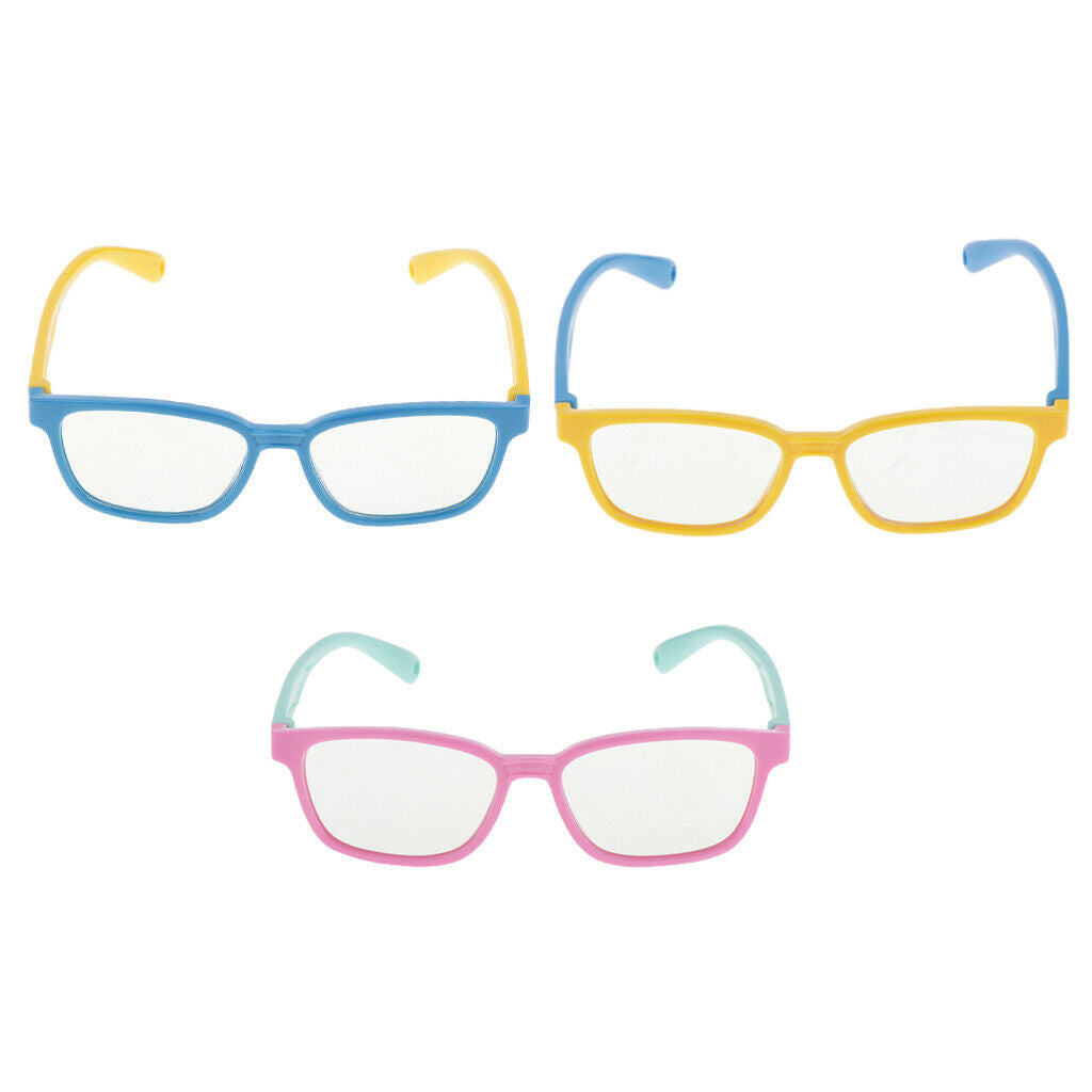 3x Silicone Frame Digital TV Rectangle Eye Glasses Anti UV for Boy Girl Gift