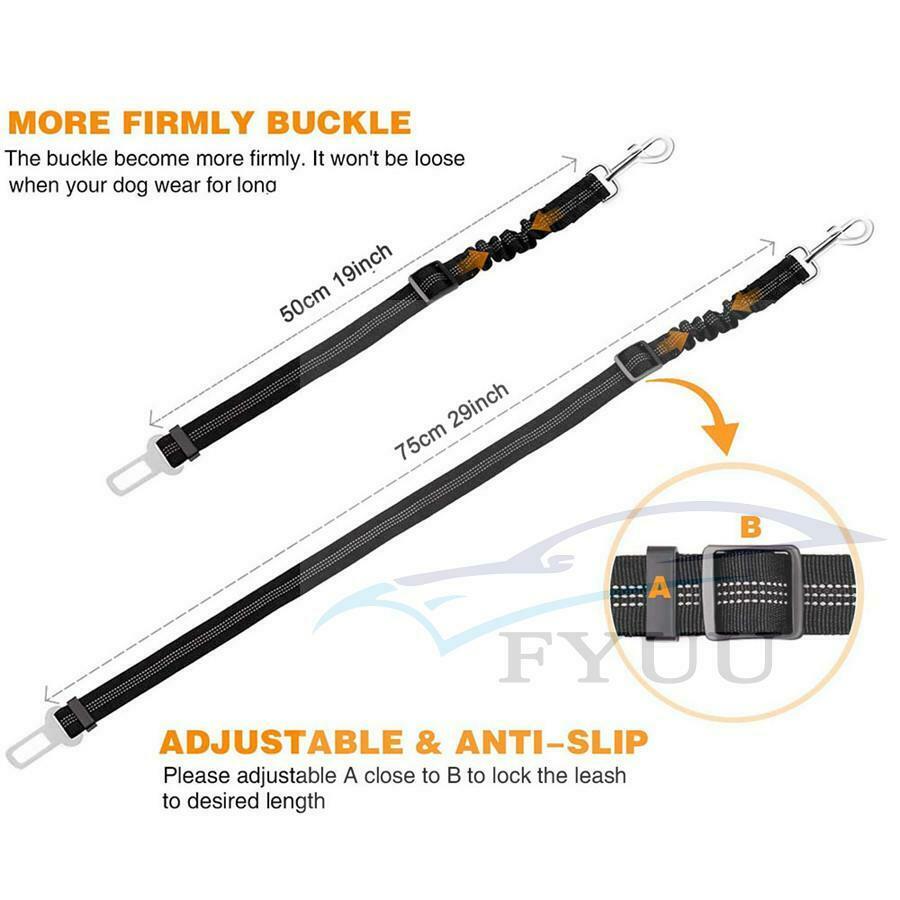 Dog Seat Belt Leash Pet Seatbelt Car ELASTIC Safety Adjustable Harness 2 Pack
