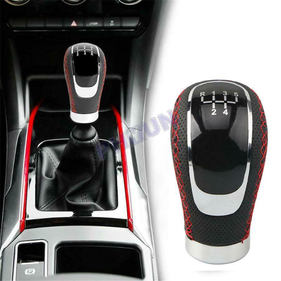 Car SUV Gear Shift Knob Manual Shifter Lever PU Leather + 3x Cap Cover Universal