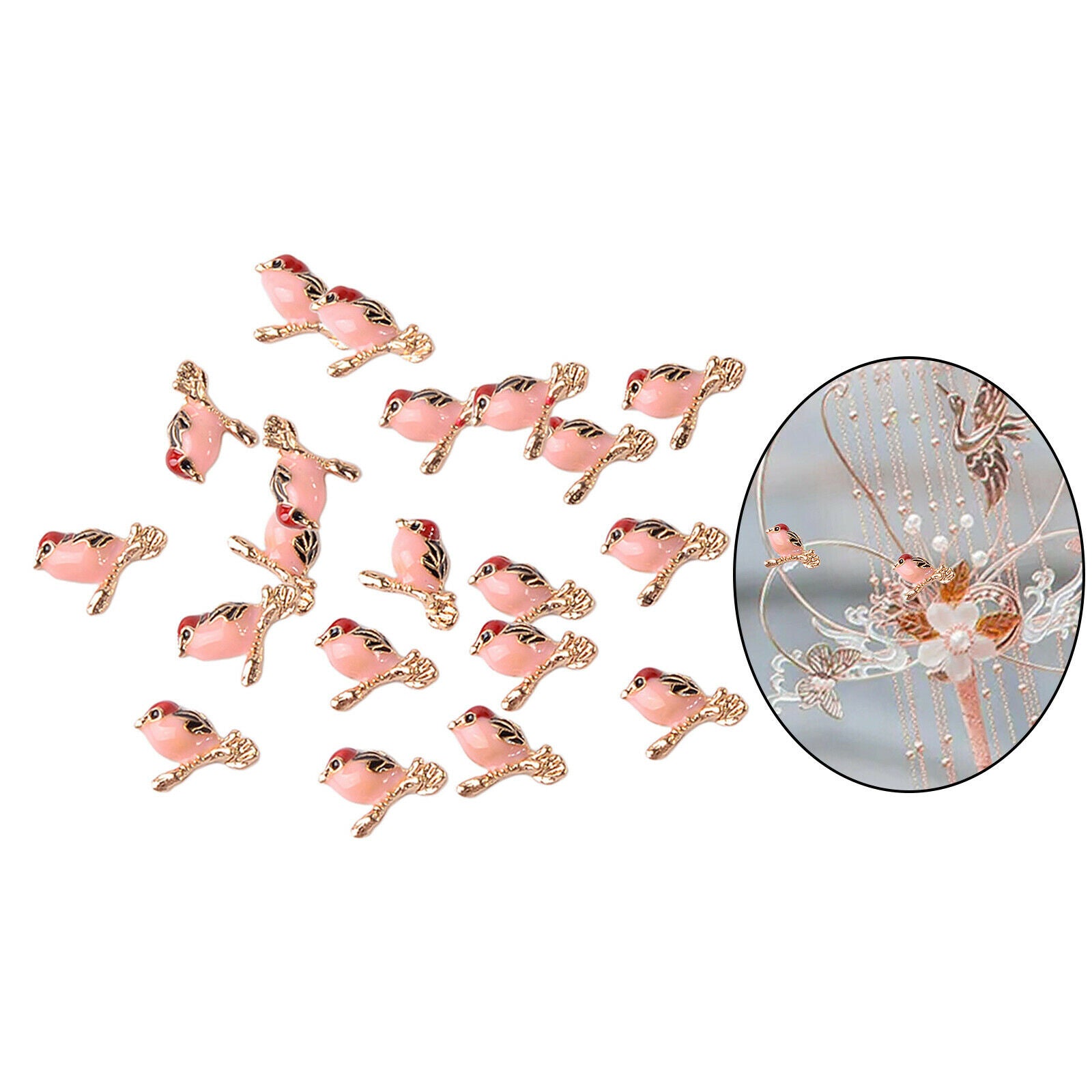 20Pcs Small Alloy Enamel Bird Flatback Beads Embellishments Bulk DIY Decor