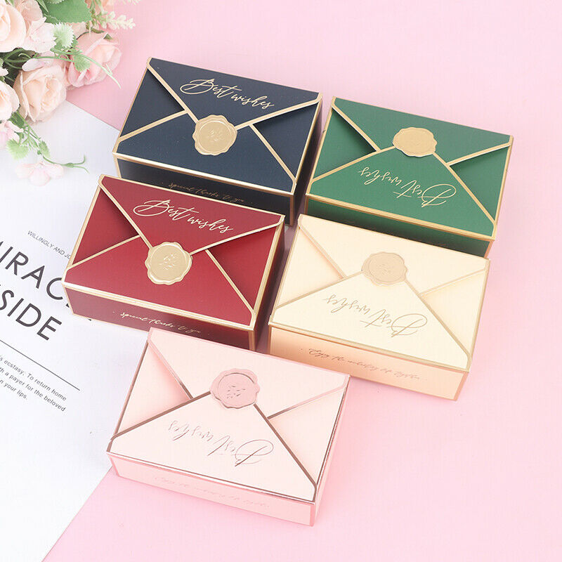 5pcs Bronzing Envelope Shape Wedding Candy Boxs Party Packaging Gift BagsFCA