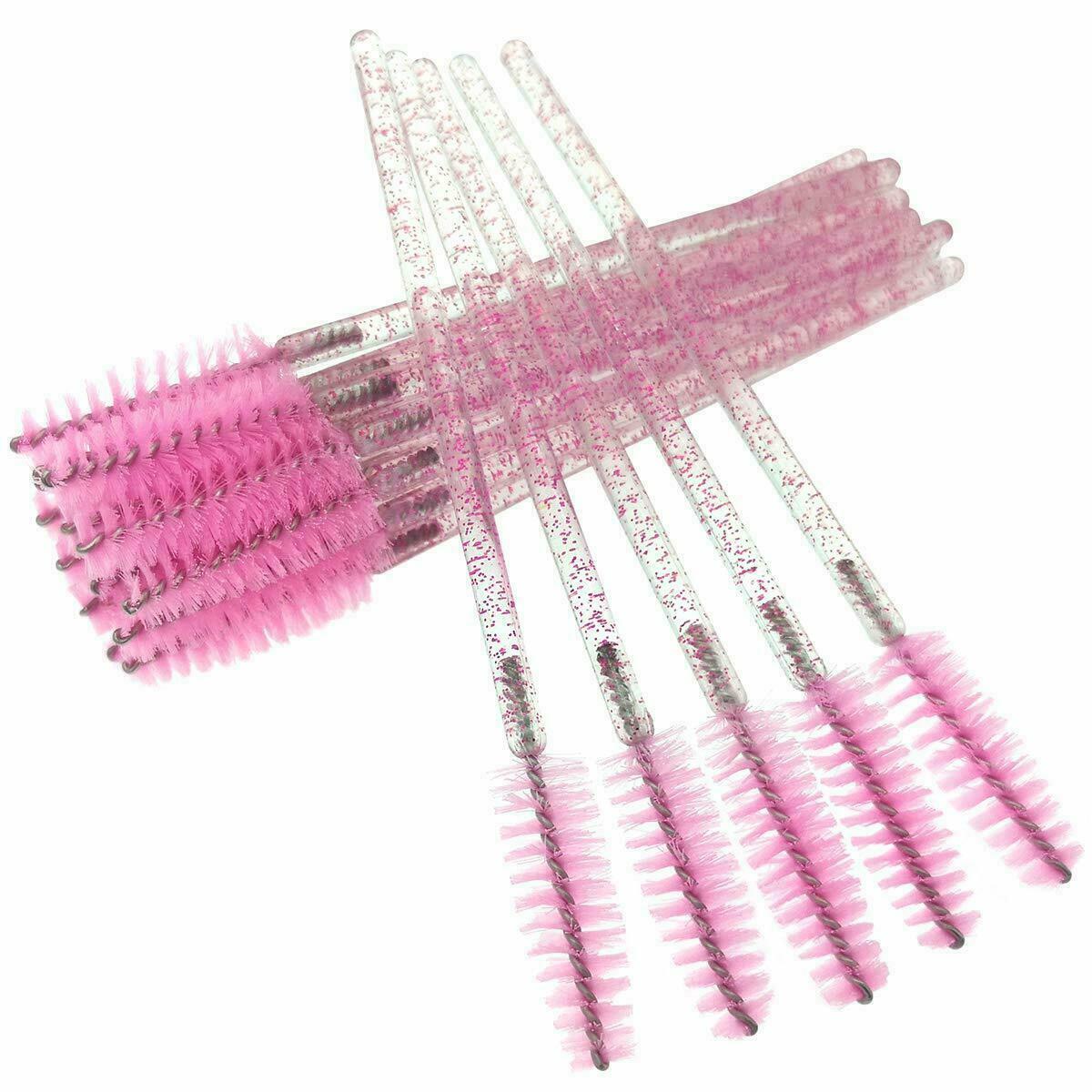 50x Disposable Crystal Eyelash Brush Mascara Wands Applicator Makeup Tool Pink