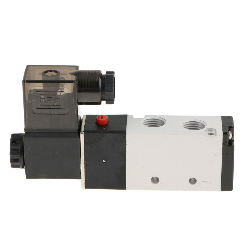 Pneumatic Air Solenoid Valve AC 220V/DC24V 5/2 way 1/4 BSPT Black NEW DC 24V