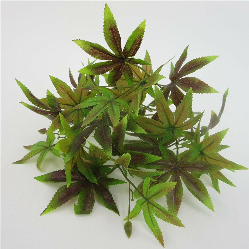 Artificial Green Maple Leaves Branch Vines Leaves Potted Floral Decor Yellow